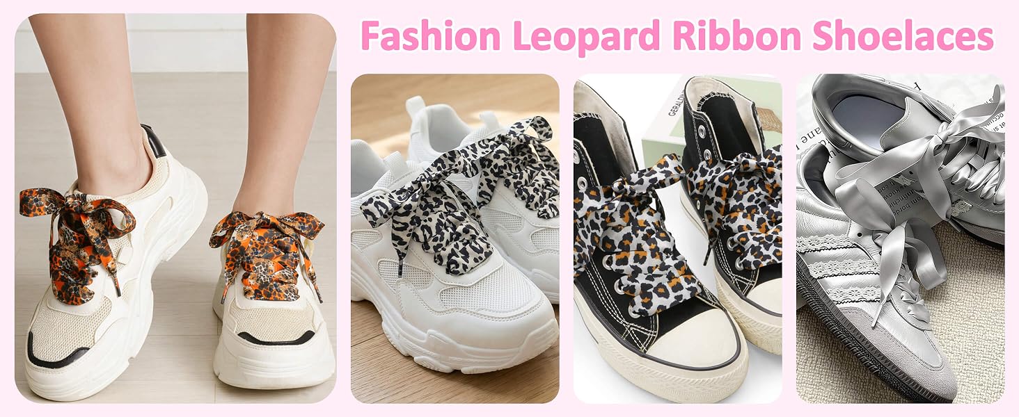 leopard ribbon shoelaces