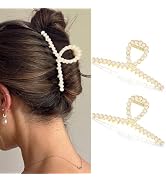 Banatra Pearl Hair Claws Clips Gold Metal Hair Clip Claw Pearls Hair Clips Decorative Hair Access...