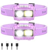 Blukar LED Headlamp,2000L Super Bright Rechargeable Headlight Flashlight with White&Red Light 2 P...