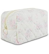 AMZMA Quilted Makeup Pouch,Cotton Puffy Makeup Bag, Coquette Cosmetic Bag for Women and Girls, Ae...