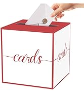 CaliLain Red Graduation Card Box; Box for Cards with Red Trim; Card Box for Party, Baby Shower, W...
