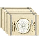 Aofmee Placemats, Placemats Set of 6, Heat Resistant Place Mats, Washable PVC Table Mats, Woven V...