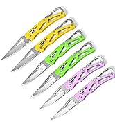 WWZJ 6 Pack Stainless Steel Folding Knife (2Yellow 2Purple 2Green) With Key Ring, Outdoor Surviva...