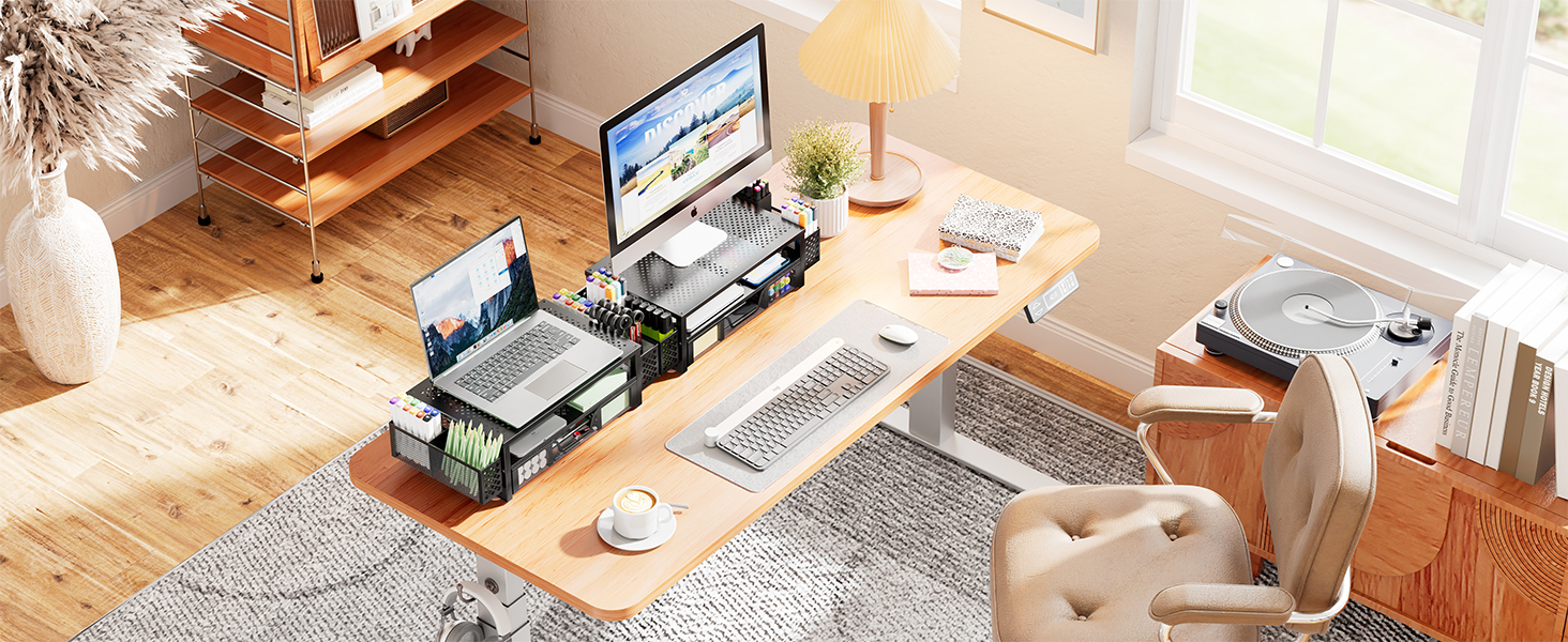 2 Tier desk organizer with drawers for desk
