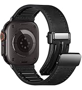Charlam Magnetic Leather Bands Compatible with Apple Watch Bands 49mm 46mm 45mm 44mm 42mm 41mm 40...
