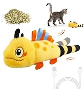 Gigwi Flopping Lizard Interactive Cat Toys with Catnip & Silvervine, Floppy Wiggle Cat Toy for In...