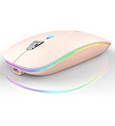 Uiosmuph LED Wireless Mouse, G12 Slim Rechargeable Silent Mouse, 2.4G Portable Optical Computer M...