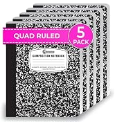 Rosmonde Graph Paper Composition Notebook, 5 Pack, 200 Pages (100 Sheets), Quad Ruled Composition...