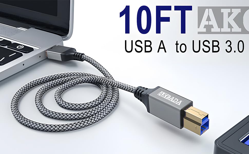 AkoaDa usb a to usb 3.0 b,usb a male to usb b 3.0 male,printer 3.0 cable