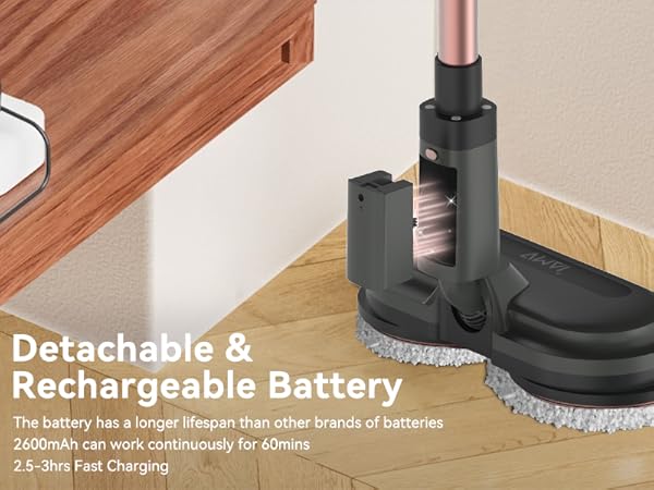 detachable battery electric spin mop
