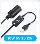 USB A to 12V Cigarette Lighter Adapter