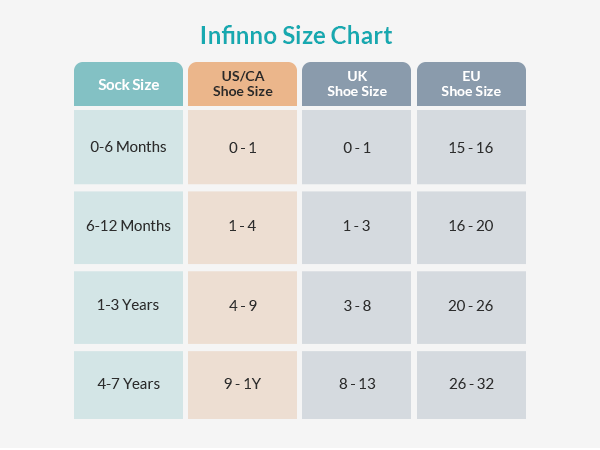 Baby Non Slip Socks Size Chart