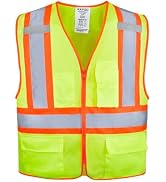 KAYGO High Visibility Safety Vests KG0100, Safety Vests Reflective with Pockets and Zipper,ANSI T...