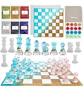 Resin Chess Set Mold, Resiner Chess Molds with 16 Piece 3D Full Size Chess Checkers & Chess Board...