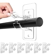 6-Pack No Drill Needed Curtain Rod Holders Brackets, Self Adhesive Rod Holder Hooks, Multipurpose...