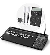 TOWON Desktop Glass Whiteboard with Basic Calculator, 12 Digit LCD Display, Desk Organizers with ...