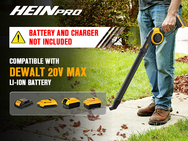 HEINPRO Cordless Leaf Blower is Compatible with DEWALT 20V Battery.
