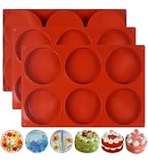 Wilewir 4Inch Round Silicone Mold for Baking, 3Pcs Silicone Muffin Top Pans for Baking Muffin Top...