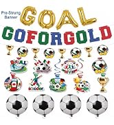 Soccer Party Decorations Set with GOAL Balloons and Banner – Pre-Assembled Banner, Go for Gold, T...