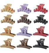 12 Pcs Matte Mini Hair Clips for Women & Girls - Plastic Claw Clips for Thin Hair (Light Brown, B...