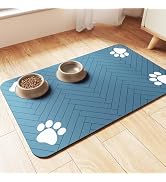 Pet Feeding Mat-Absorbent Pet Placemat for Food and Water Bowl, with Waterproof Rubber Backing, Q...