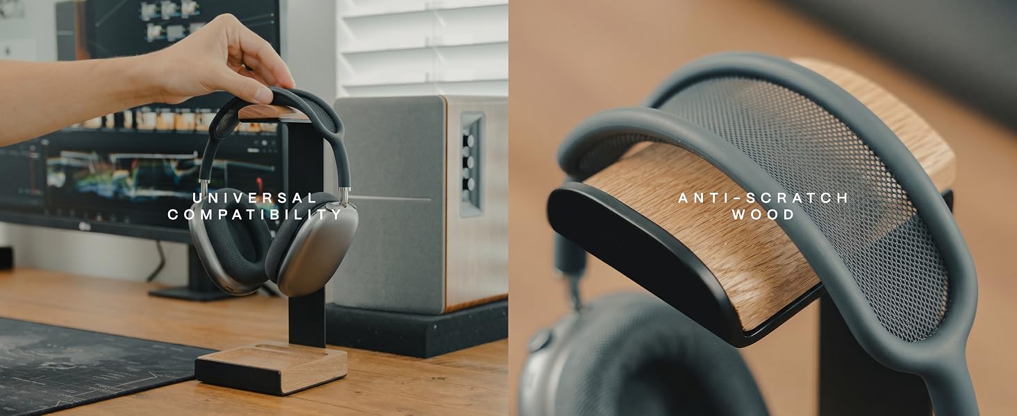 wooden headphone stand for desk