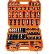 HORUSDY 1/2" Drive Impact Socket Set, 67-Piece SAE (3/8"-1-1/4") and Metric (8-24mm) Size, 6 Poin...