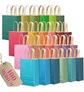 qiqee Medium Kraft Gift Bag With Handles Bulk 11"x8"x4" Gift Bags Mulitcolor 400PCS Paper Bags fo...