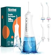 Nicefeel Water Flosser, Cordless Water Flosser for Teeth, Braces, Sensitive Gum, 5 Jet Tips & 3 M...