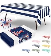 misaya 3 Packs Striped Disposable Table Cloth, 54 x 108 Inch Waterproof Rectangle Tablecloth, Lea...