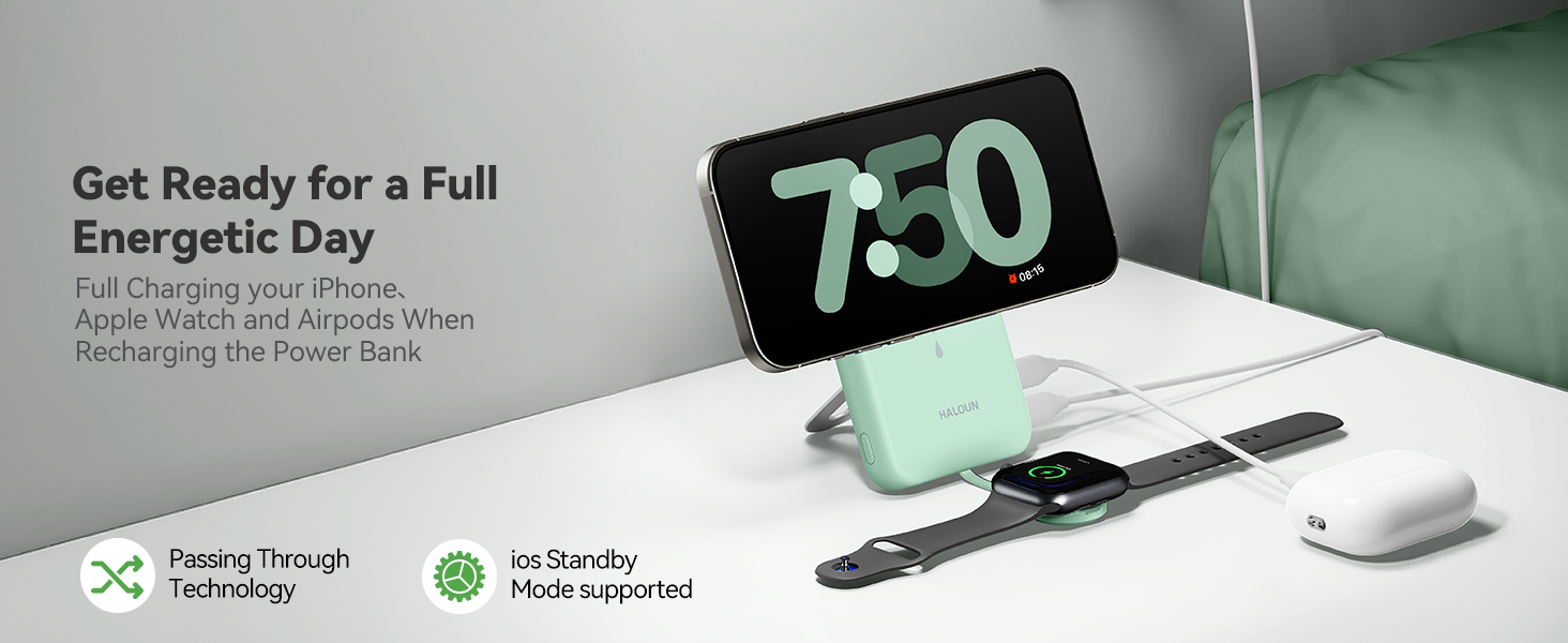 Haloun Magnetic Power Bank green -3-2