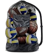 BROTOU Extra Large Sports Ball Bag Mesh Socce Ball Bag Heavy Duty Drawstring Bags Team Work for H...