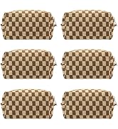 PAZIMIIK Checkered Makeup Bag for Purse Portable Zipper Make Up Pouch Small Cosmetic Case for Tra...