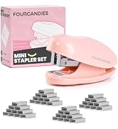 Four Candies Pink Stapler,Mini Stapler with 2000 Staples, Small Cute Desk Stapler for Office, Sch...