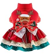 BAEJMJK Girl Dog Christmas Dress Small Dog Clothes(Red,Red Reindeer,X-Small)