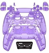 eXtremeRate Full Set Housing Shell with Buttons Touchpad Cover, Clear Atomic Purple Custom Replac...