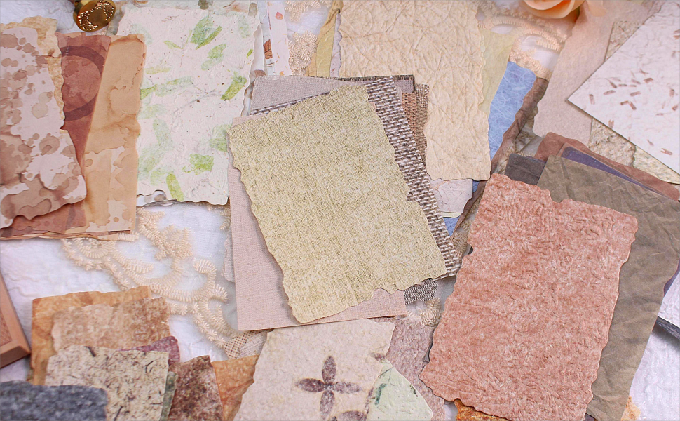 3D Embossed Textured Vintage Material Scrapbook Paper, Fiber Handmade Paper