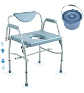 VEVOR Raised Toilet Seat, Adjustable Height with 5 Levels, Drop-Arm Design, Detachable Backrest, ...
