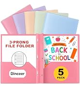Dinceer Plastic Pocket Folders with Prongs, Heavy Duty 2 Pocket Poly Folder Set, Bright Assorted ...