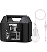 SinKeu Portable Power Station 150W with 5W USB LED Light Bulb, LiFePO4 Battery Solar Generator fo...