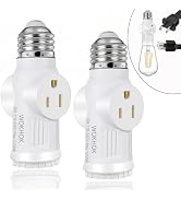Light Socket to Plug Adapter,Convert E26 Light Socket to 2/3 Prong Outlet Adapter and Light Bulb ...