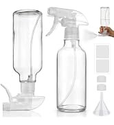 Hethyo 12oz Glass Spray Bottles 2 Pack, 360° Any-Angle Spraying | Refillable Leak-proof Bottles w...
