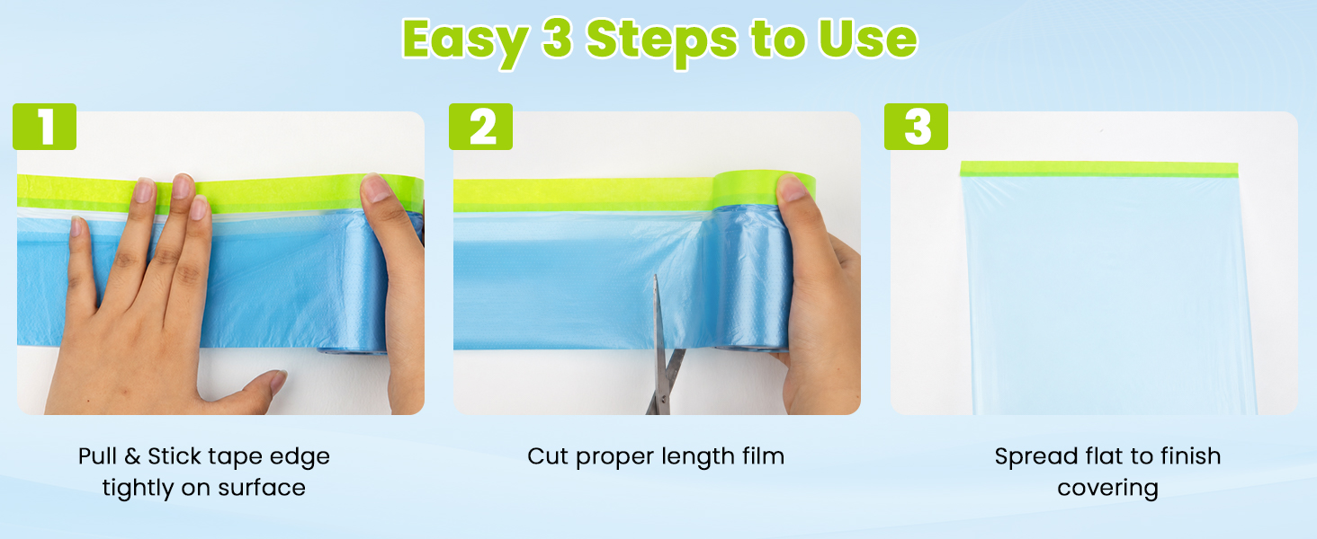 All-in-one pre taped drop cloth for painting, easy to use, save prep time