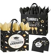 STYPOP 2 Pack 13" Large Graduation Gift Bags with Tissue Paper, Reusable Non-Woven Grad Bags with...