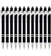 PASISIBICK 12 Pieces Black Ballpoint Pen with Stylus Tip, 2 in 1 Stylus Stylish Pen, Premium Meta...