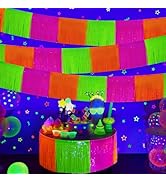 Mega-L Glow in The Dark Party Supplies, 4 Pack Foil Fringe Garland Birthday Party Decorations 9.8...