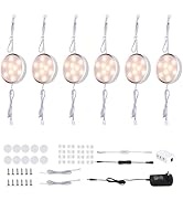 LED Under Cabinet Lighting Kit,6 Pack Linkable Puck Lights with Touch Dimmer,Wired Plug in Under ...