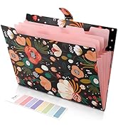 SKYDUE Expanding File Folder with 5 Pockets, Floral Accordion File Organizer for Important Docume...