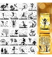 gisgfim 24 Pieces Fairy Silhouettes Jar Decals Rub on Transfer Stickers for Crafts and Furniture ...