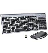 FENIFOX Keyboard and Mouse Wireless, USB 2.4GHz Combo Silent Quiet Low Profile Compact Full Size ...